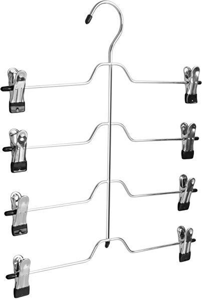 Utopia Home Pack of 3 Multi Clip Hanger - Four Layer Eight Clips - Metal Construction Sleek Chrome Finish - Vinyl Tips