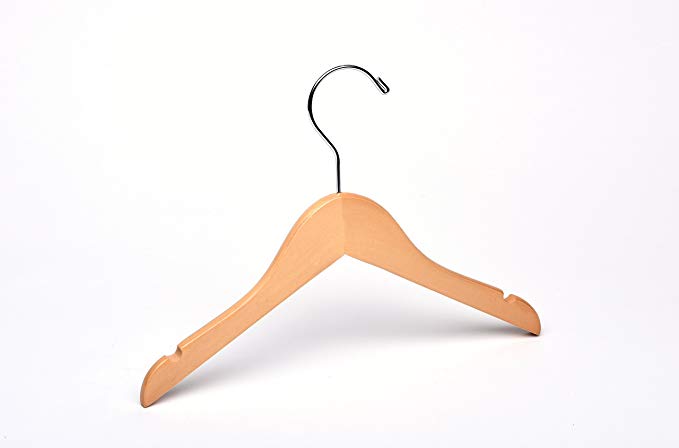 Baby Natural Top Wooden Hangers, Box of 50, 11 inch, for sizes 0 to 3T