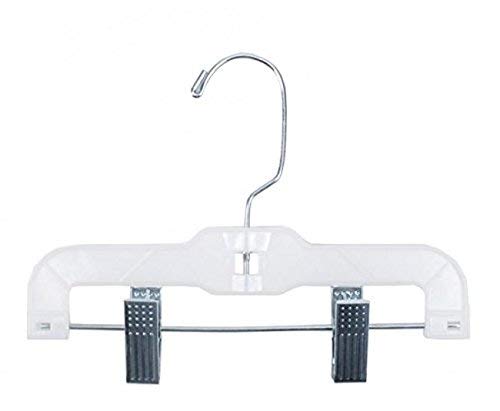 NAHANCO 1610RCLH Hi-Impact Plastic Skirt/Slack Hangers, Infant Super Heavy Weight with Long Hook and Metal Clips, 10