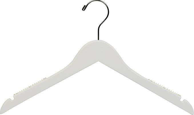 White Petite Top Hanger with Notches & Rubber Strips box of 25 by The Great American Hanger Company