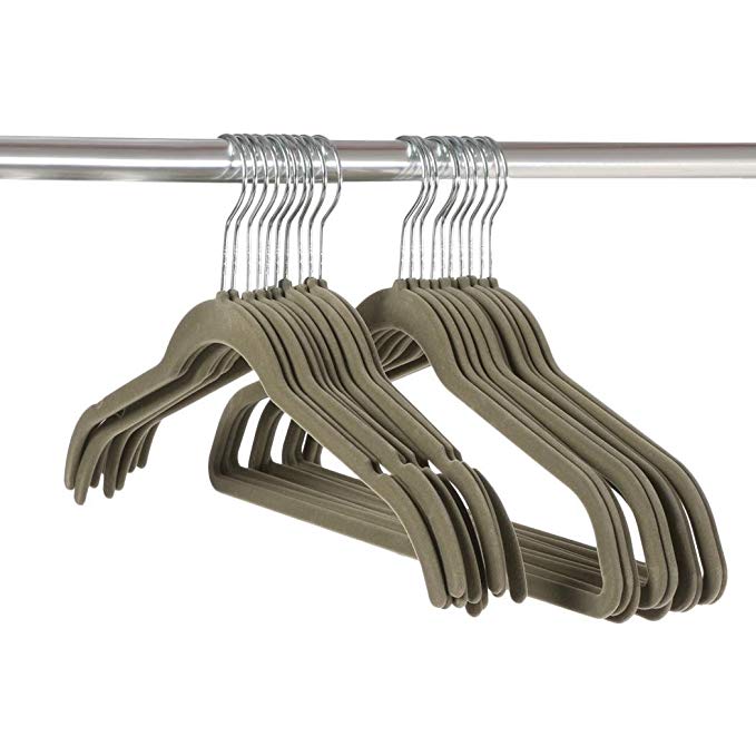 Hindom 50-Pcs Anti-Slip Suit Hanger 2 Type Flocked Thin Velvet Clothes Hanger