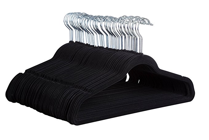 ZOBER Non-Slip Velvet Hangers - Suit Hangers (100 pack) Ultra Thin Space Saving 360 Degree Swivel Hook Strong and Durable Clothes Hangers Hold Up-To 10 Lbs, for Coats, Jackets, Pants, Dress Clothes